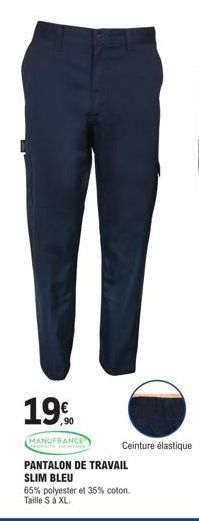 Ophie - Pantalon de Travail Slim Bleu - Promo 19: 65% Polyester, 35% Coton, Taille S-XL!