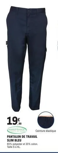 ophie - pantalon de travail slim bleu - promo 19: 65% polyester, 35% coton, taille s-xl!