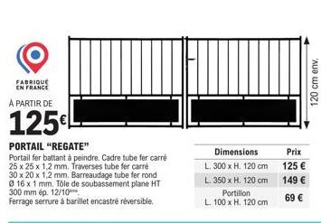 Portail Fer Battant Régate - Fabriqué en France *à partir de 125€* - Traverses & Barres 0.16