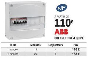 Coffret Pré-Équipé ABB : 2 Rangées, 13 ou 26 Modules, NF - 110€ ou 158€.