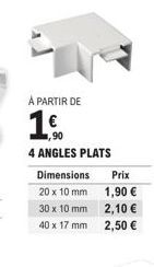 Promo : Un Pack de 4 Angles Plats à partir de 1€ ! 20x10, 30x10 et 40x17mm 2,10€, 2,50€ et 1,90€.