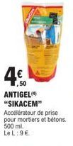 SIKACEM Accélérateur de prise pour Mortier et Béton à 9€ les 500ml - ANTIGEL(4)