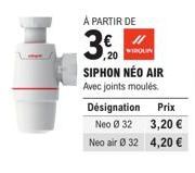 Nouveau : WHROUN Siphon Neo Air Ø 32, 3,2 €, Promo 4,2 € avec Joints Moulés