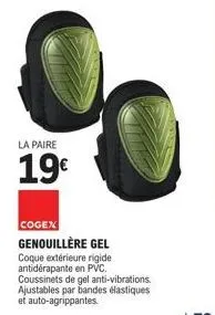 offre spéciale ! 19€ : cogex genouillère gel - anti-vibrations & coque rigide pvc