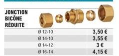 Promo Incroyable sur la Jonction Bicône Réduite 012-10, 014-10, 014-12, 016-14 à 3,50€, 3,55€, 3€ et 4,15€!