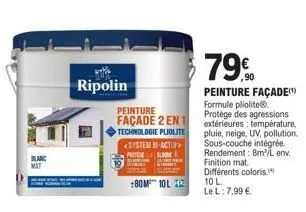 blanc mat ripolin: system-activ pactose bloove +80m 10l - peinture façade pliolite 79, protège des intempéries!