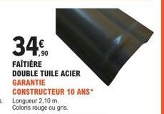 Double Tuiile en Acier Garantie 10 Ans: 34% de Réduction - Rouge ou Gris - 2,10 m.