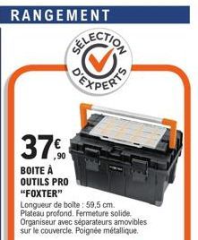 Organisez Tous vos Outils Pro avec FOXTER - Boîte à Outils 59,5cm, Plateau Profond, Fermeture Solide & Poignée Métallique.