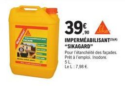 Offrez-vous un produit imperméabilisant Sikagard de qualité - 5L pour seulement 39€!