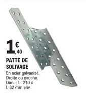 PATTE DE SOLIVAGE EN ACIER GALVANISÉ - L. 210 x L. 32 MM ENV. - DROITE OU GAUCHE