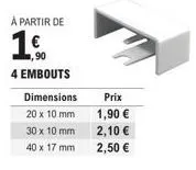promotion : embouts métalliques - 20 x 10 | 30 x 10 | 40 x 17 mm, à 1,90 €, 2,10 € et 2,50 € !