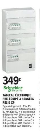 Offre Spéciale : Tableau Électrique Schneider Electric à Prix Réduit - 349€ - RESI9 XP, 3 Rangées, 4 Interrupteurs Différentiels 40A 30 mA, Type AC & A - T3-T5