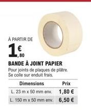 Promo! Bande à joint papier pour joints de plâtre, L.23m x 50mm & L.150m x 50mm - Pour 1€!