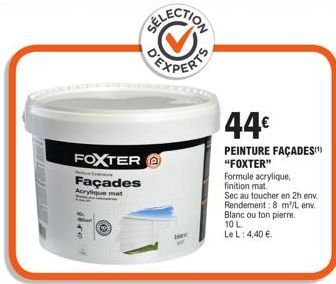 Faites un pas vers l'avenir avec Pilon FOXTER - Peinture Acrylique Mat Blank 10L à 44€, Sec en 2h env. 8m/L env.