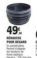 promo: réhausse de fosse septique en polyéthylène à 49€ - hauteur: 250 mm env.