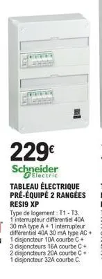 économisez 229€ sur le schneider tableau électrique pré-équipé 2 rangées resi9 xp - t1-t3!