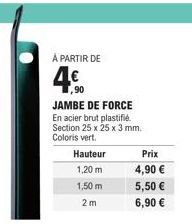 Forces Vertes: Jambe de Force en Acier Brut Plastifié 25x25x3mm - 4€ à 6,90€.