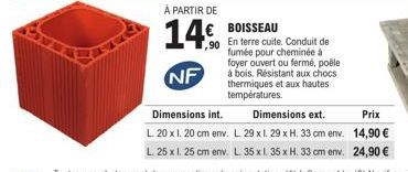 Boisseau en terre cuite 90 - Résistant aux chocs thermiques et aux hautes températures - 14.0 NF - Promotion aux prix actuels!