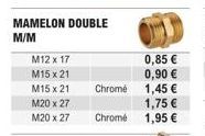 Promo : Économisez jusqu'à 20% sur le Mamelon Double Chrome M/M - M12 x 17, M15 x 21, M20 x 27 !