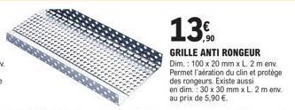 Protégez-vous des rongeurs avec notre Grille Anti Rongeur: 2m de longueur, 100x20mm ou 30x30mm, économisez 5,90€!