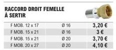 Promo - Raccords Droits Femelles Ø16, Ø20 à sertir : 12x17, 15x21, 20x27 à prix réduit !