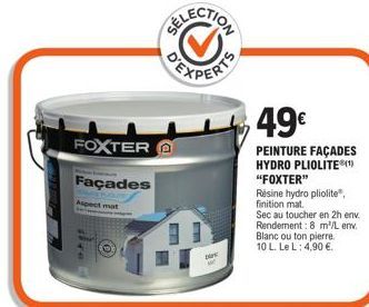 Peinture Foxter 🐺 Hydro Pliolite Expert KA-W à 49€ | 8m²/L | Finition Mat | Sec au Toucher En 2h Env.!