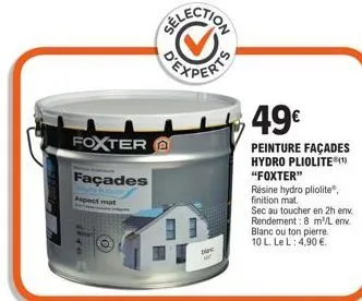 peinture foxter 🐺 hydro pliolite expert ka-w à 49€ | 8m²/l | finition mat | sec au toucher en 2h env.!