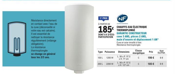 Résistance Thermoplo: Un Contact Direct Avec l'Eau Sans Calcaire - Nettoyez Régulièrement - Vidange Obligatoire!