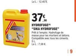 Sika Hydrofuge Prêt à l'emploi | 37% de Réduction | 5L | 7,58 € | Hydropose de Masse pour Mortiers et Bétons