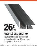 Promo 26% - Profilé de Jonction pour Plaques en Polycarbonate, Épaisseur 16mm, Longueur 3m.