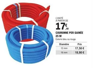 gagnez jusqu'à 17% : couronne per gainée coloris bleu/rouge, 12/16mm, 17,50-18,90€ !.