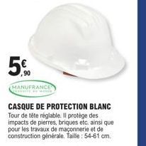 Promo : Casque de Protection Manufrance à seulement 90€ ! 54-61 cm, Protège des impacts et Travaux de Maçonnerie.