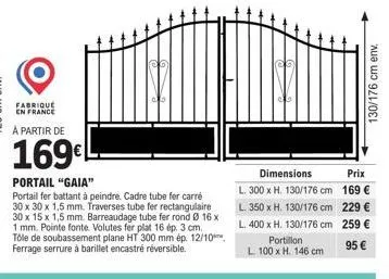 le portail gaia - fabriqué en france à partir de 169€ - fer battant, cadre tube 30x30x1,5mm, barreaudage tube fer rond ø16.