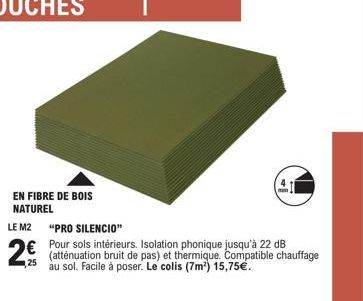 Le Pro Silencio M2 : Isolation Phonique/Thermique à 2€ - Jusqu'à 22dB, Pour Sols Intérieurs, Compatible Chauffage au Sol, Facile à Poser.