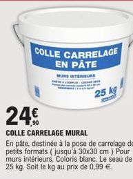 Produit BISH - Colle Carrelage Mural En Pâte à 24€ - Pose de carrelage jusqu'à 30x30 cm pour murs intérieurs P&PLE.