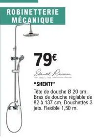 tête de douche shenti : 79€ ! 82-137cm, 3 jets et flexible 1,50m - ed. renren