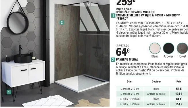 salle de bains complète 'stuna' : vasque, mdf & métal - 80 x 47 x 46 cm - économisez 16 mm!
