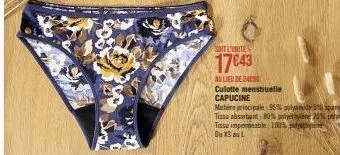 promo: «culotte menstruelle capucine» - seulement 17€43, xs à du - 95% polyamide 5% spandex, 80% polyethylene 20% polyamide et 100% pe!