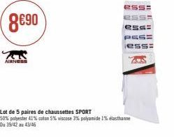 Offre Spéciale : 5 Paires de Chaussettes AIRNESS en 50% Polyester, 41% Coton, 5% Viscose, 3% Polyamide et 1% Elasthanne à 8,90€ !.