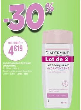 Offre spéciale : 2x200ml Diadermine Lait Démaquillant Hydratant PH5 - 4€19 Seulement !