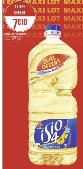 Promo Maxi : Offrez 2L + 1L d'Huile Isio Lesieur et obtenez jusqu'à 3L gratuit - Vitamines D & E!