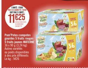 Promo! 3,24 kg Materne Pom'Potes Compotes Gourdes - 5 Fruits Rouges & Jaunes à 11625 € au lieu de 17605 €!
