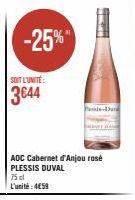 AOC Cabernet d'Anjou Rosé Plessis Duval -25%! 4€59/75 cl
