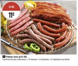 Promo: KG 11€: Plateau Maxi Grill XXL - 6 Poitrines de Porc, 10 Merguez et 12 Chipolatas!