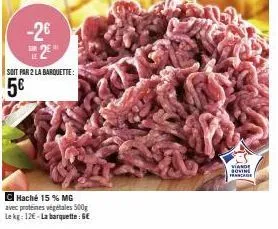 viande sovine francis - super promo - 26.2e/kg - 15% mg avec proteines végétales 500g - 5€/barquette!