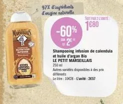 shampoing à l'infusion de calendula + huile d'argan bio maas, 60% de réduction, 250ml - seulement 2€ sur zlumite!