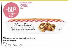 Gâteau Marbré au Chocolat BONNE MAMAN: -50%, 2€79 l'Unité! 475 g au Meilleur Prix!