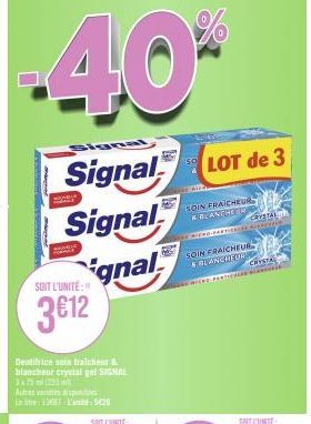 Signal 3€12 : Fraicheur & Blancheur, Dents plus Nettes - Lot de 3x75ml (225ml)