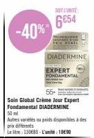 DIADERMINE Soin Jour Expert Fondamental 50ml à -40%, Soin Global Crème Jour Expert Fondamental pour 55+ à 130€/litre