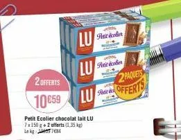 offre spéciale : petit ecolier chocolat au lait 7x150g + 2 offerts - 1,35kg